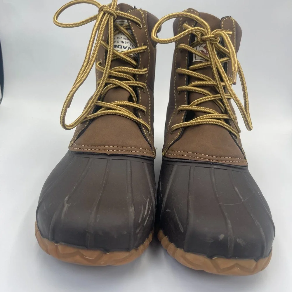 Aleader Duck Boots Men's Size 9 Brown Rubber Waterproof Winter Snow Shoes